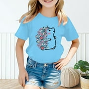 Girls T Shirts Size 14-16 Trendy Solid Color Crewneck Tie-Dye Short Sleeve Tees - Cotton Tagless Super Soft Cotton T Shirts.